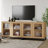 Modern TV Stand With Glass Doors For 70 Inch Tvs, 2 In 1 Entertainment Center Console With Adjustable Shelves And Metal Base For Living Room, Bedroom-453086506-453086505