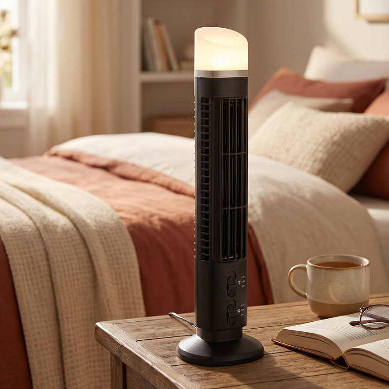 Ventilateur de bureau portatif sans ventilateur USB avec lumière pour le bureau de la chambre à coucher, Noir