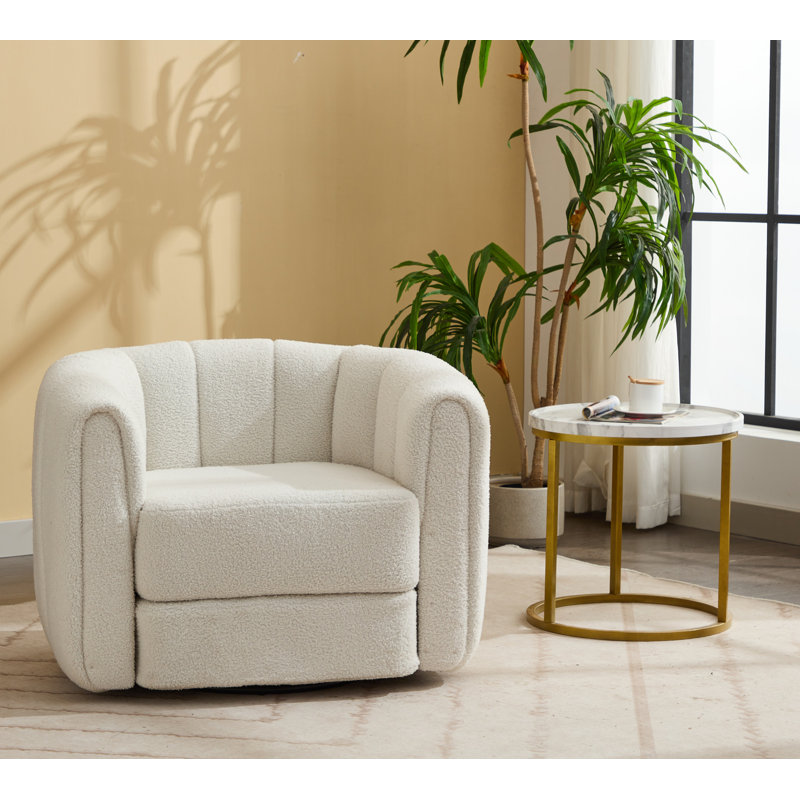 Fauteuil demi-tonneau pivotant, Ourson blanc