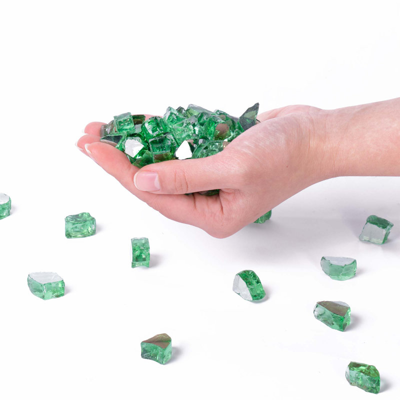 Terrestrial Green Reflective Tempered Fire Glass 1/2", 10 lb. Jar