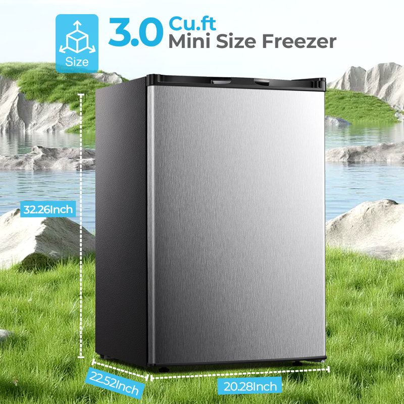 Electactic 3.2 Cu.ft Upright Freezer - 10-Min Fast Freezing, 7 Temp Settings, Energy-Saving Quiet, Silver