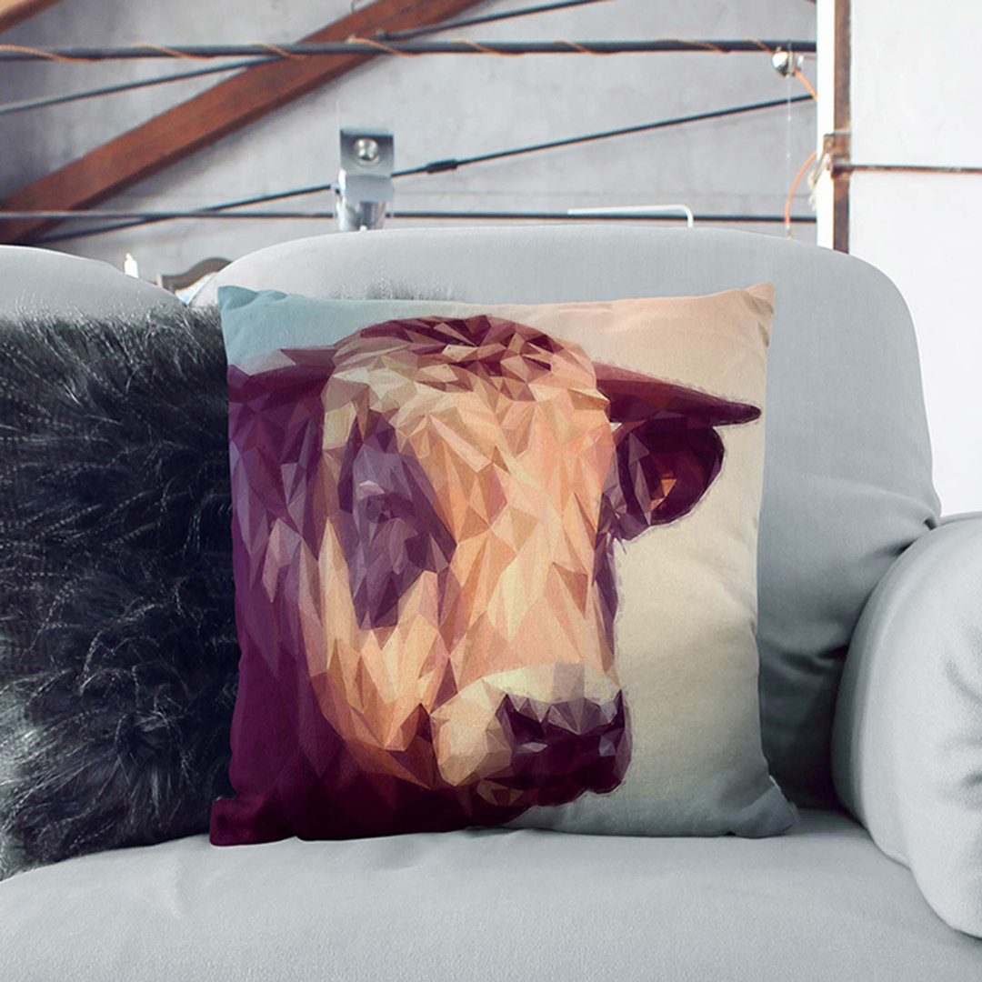 Geometric Cow Bull in Abstract Cushion with Filling