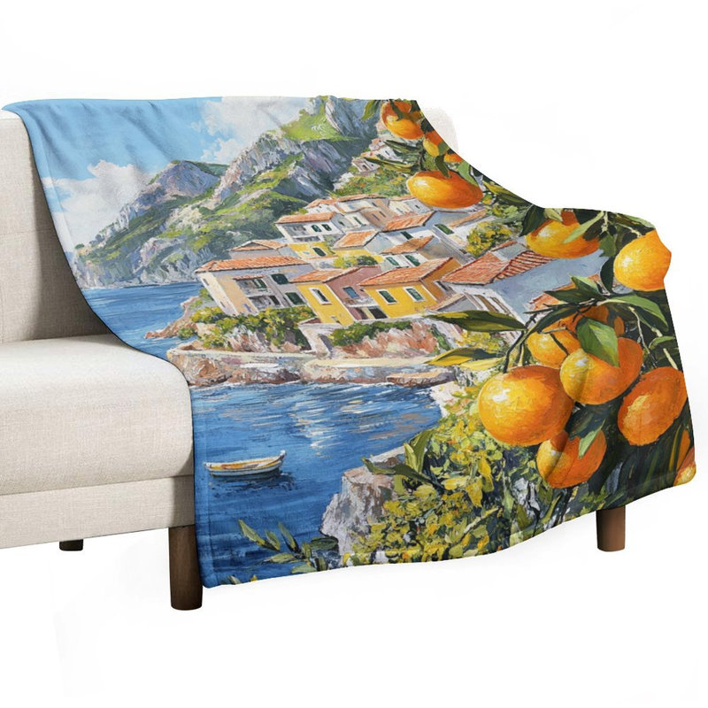 Jeté Oranges Ripening Coastal Village Luxury, 50 x 60 po