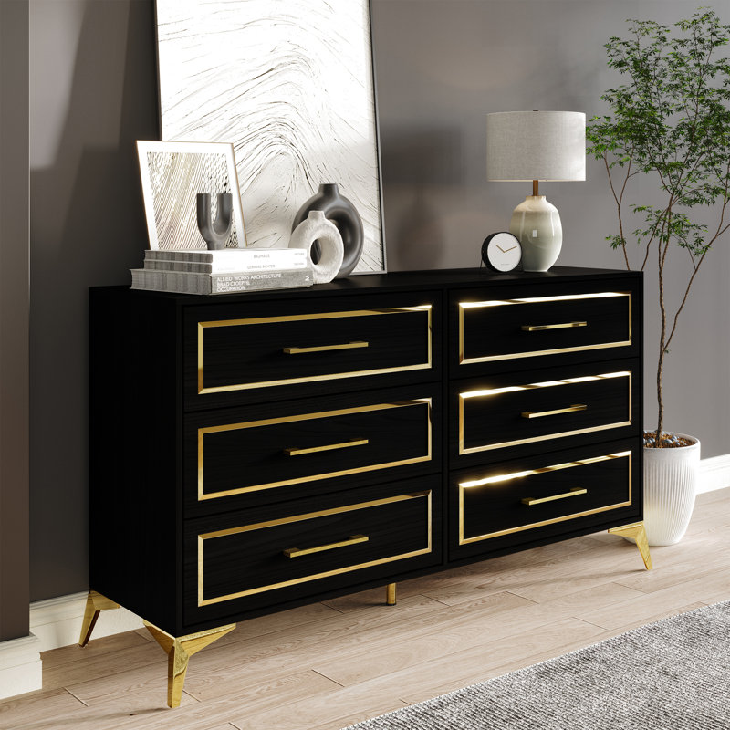 Baccus 52.52'' W 6 - Drawer Dresser, Black