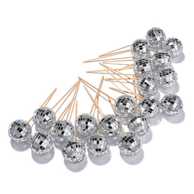  Abston 20Pcs Mini Disco Ball 1.6" Small Reflective Mirror for 70s Party Decor Silver
