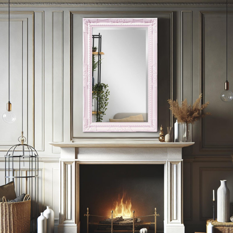 Solid Wood Rectangle Mirror, Glossy Lilac