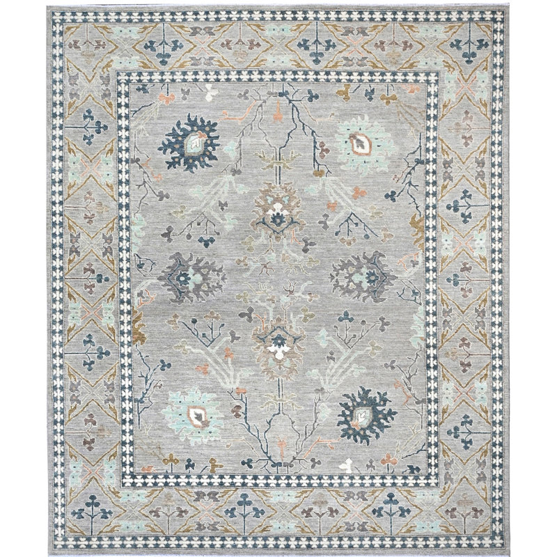 Tapis unique gris / blanc / jaune 8 pi 4 po x 9 pi 7 po