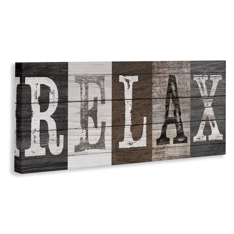 «Rustic Bathroom Relax Letters Canvas», conception par Susan Arnot, H 13 po x l 30 po