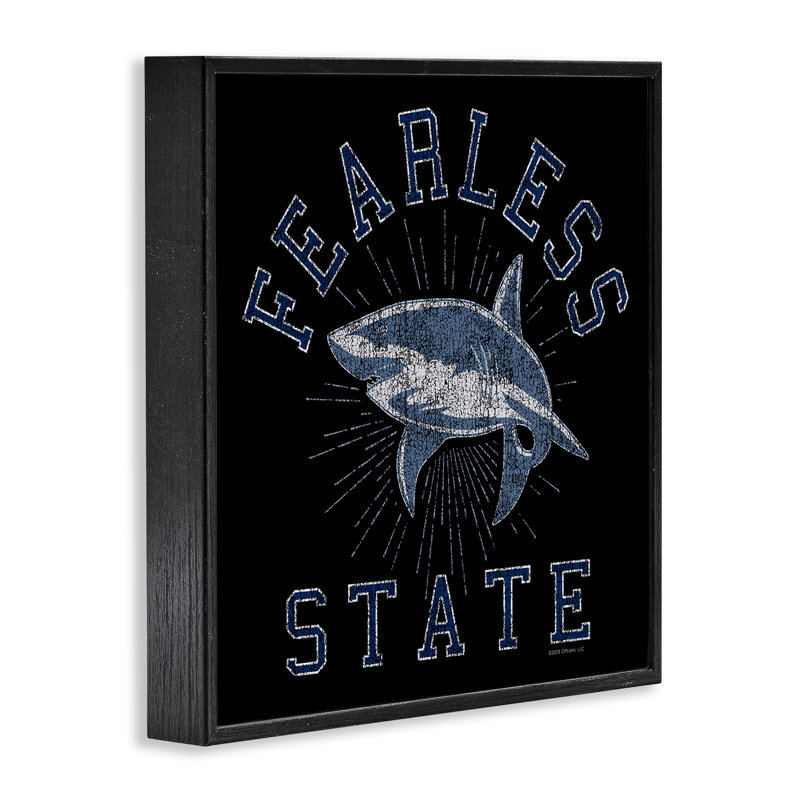 Fearless State Shark Giclee Art by Spirit Animals/Life Is High, 12" H x 12" W, Midnight Black Framed Giclee