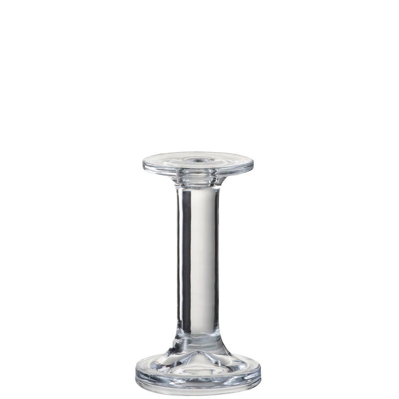 Glass Tabletop Candlestick, 16cm H x 9.5cm W x 9.5cm D