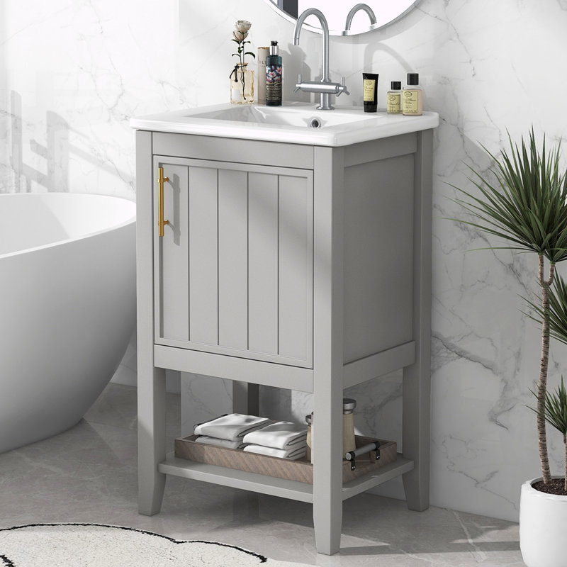 Meuble-lavabo simple 20 po avec plateau Shokraji, Vert