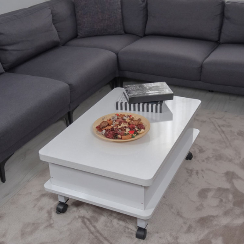 Table basse, Plateau blanc / base blanche