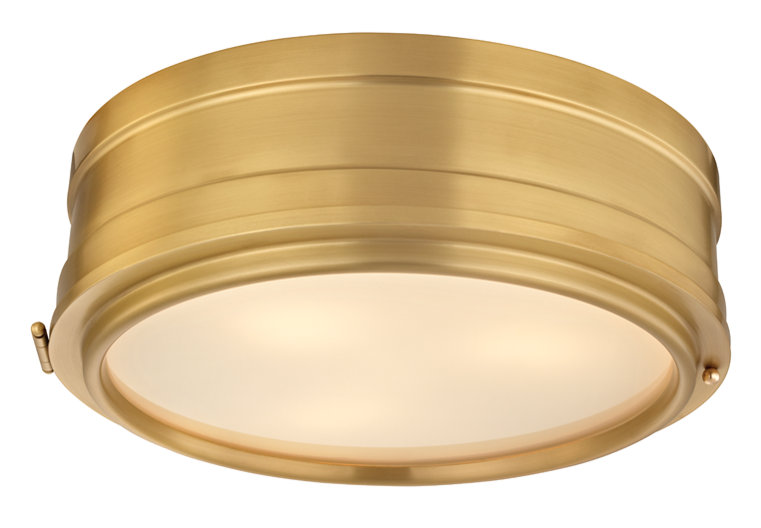 Rye Glass Flush Mount, Aged Brass