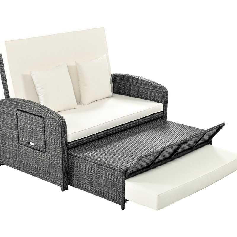 Pe Double Chaise, 2, Adjustable Back, Cushions With Heavy-duty And All-weather Fabric 2 Reclining Daybed, 3-height Protective Covers