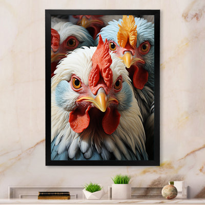 «Red and White Roosters Farm Assemblage I», art mural