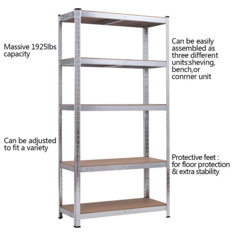 72 Inch Storage Rack With 5 Adjustable Shelves For Books Kitchenware