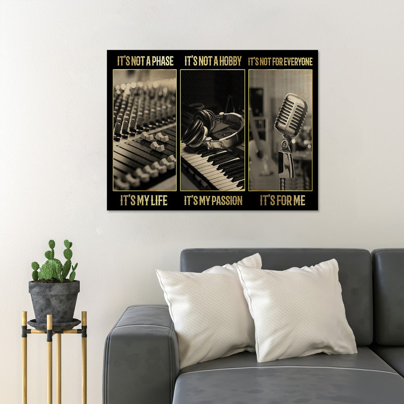In Music Recording Studio - It's Not A Phase It's My Life… - 1 Piece Rectangle Graphic Art Print On Wrapped Canvas