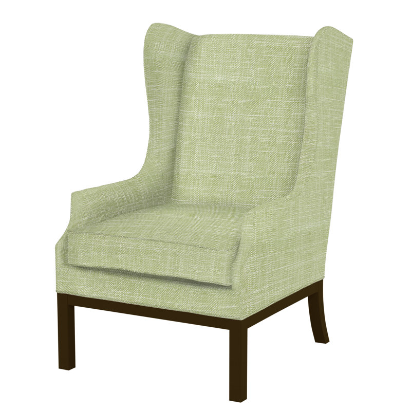 Barley Wingback Chair, F1458-Leaf, Charcoal, No