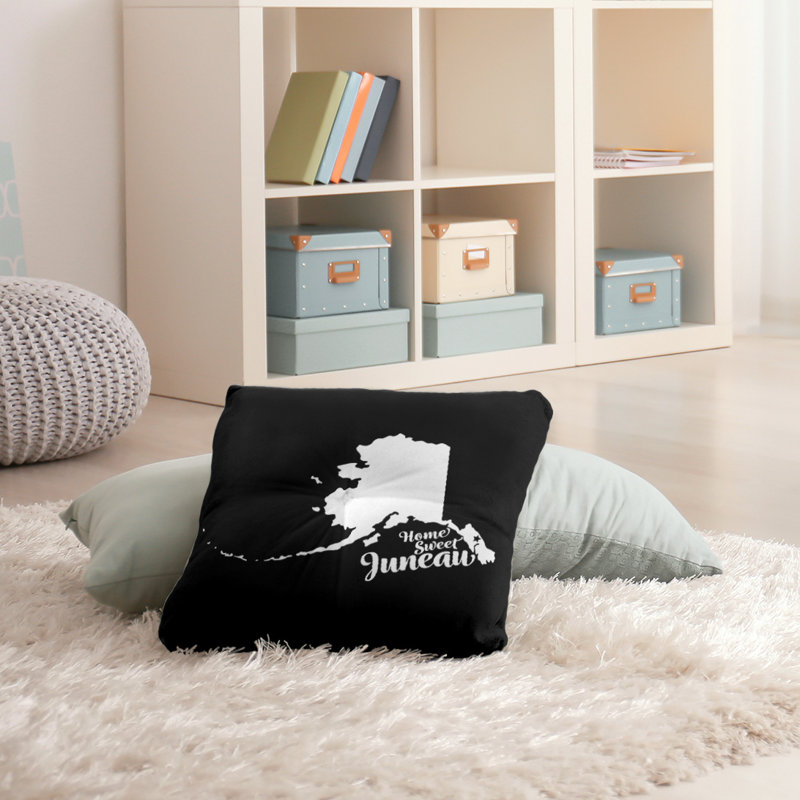 Reversible Throw Pillow, 30" H x 30" W, Juneau/Alaska, Black