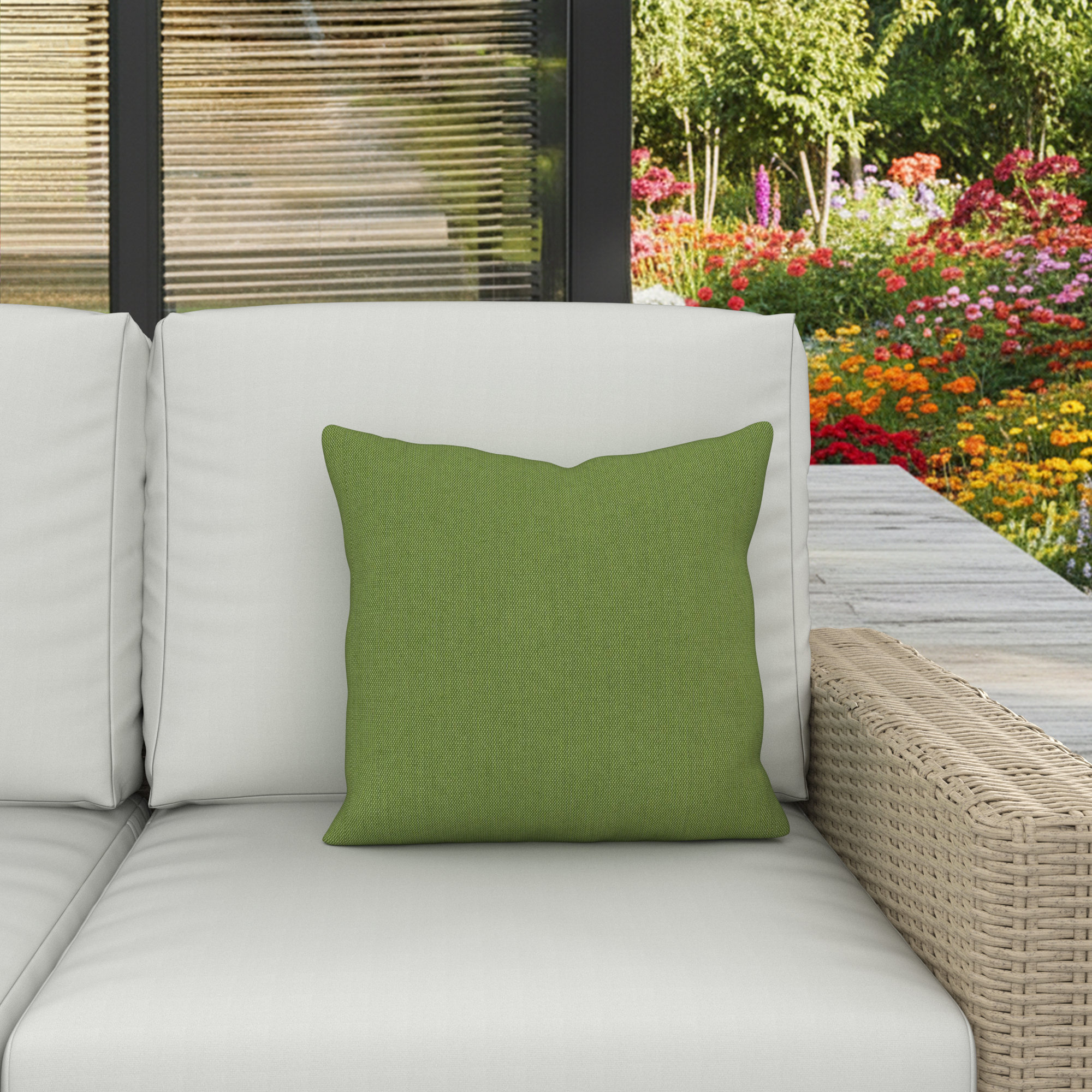 Indoor/Outdoor Throw Pillow, Square 18", Spectrum Cilantro Sunbrella® Plainweave