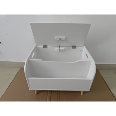Wooden Toy Box, Kids Toy Storage Organizer With Front Bookshelf, Flip-Top Lid, Safety Hinge, Boys Girls Toy Chest Bench For Playroom Kids Room Organization (White)