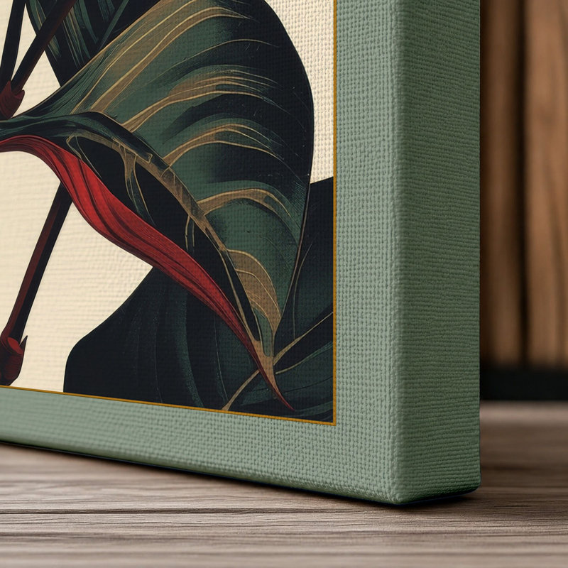Lotus in Bloom Botanical 1 Piece Wrapped Canvas Wall Art, 36x24 - 91.4 x 61.0 cm, Sage Border