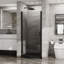 Porte de douche pivotante, porte de douche en verre trempé épais de 1/4 po au fini chromé, conception sans cadre
