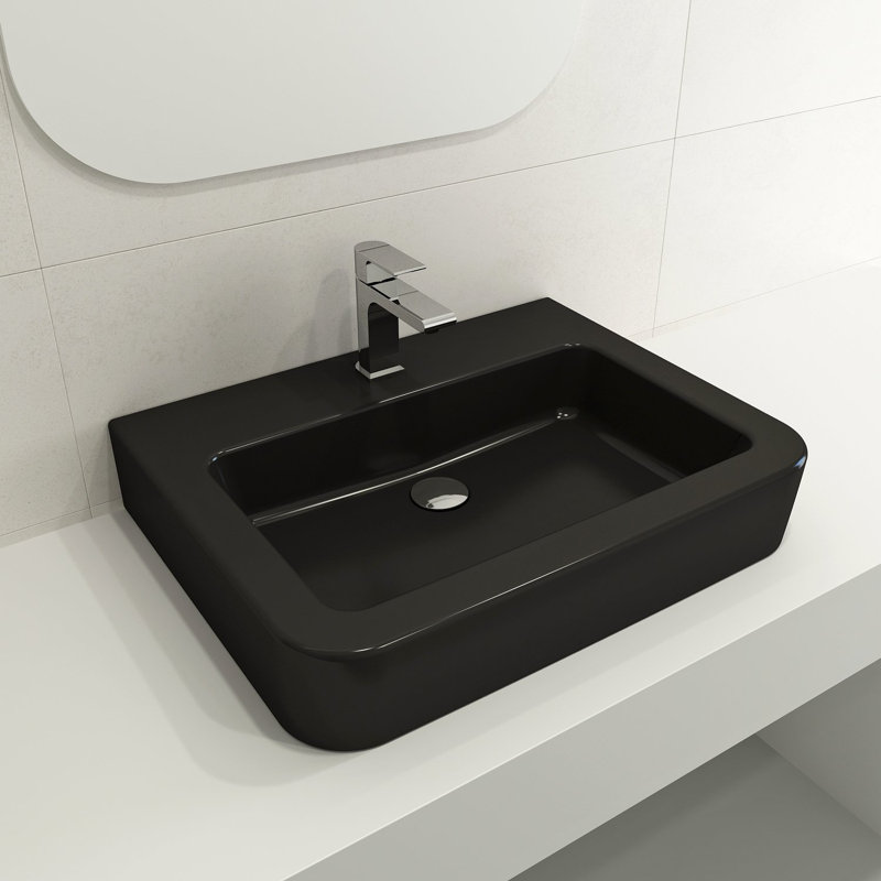 Parma 25.59'' L Bathroom Sink, Matte Black, 8" Widespread