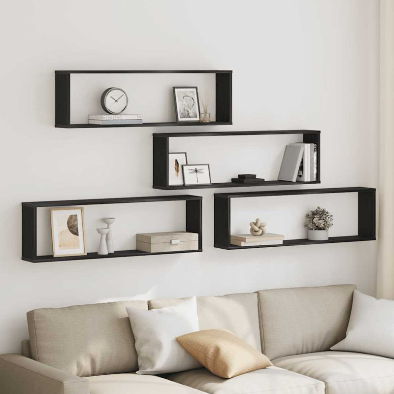Fateema 4 Piece, 30cm H x 100cm W x 15cm D, Black Oak