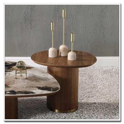 Table de bout en noyer avec piédestal