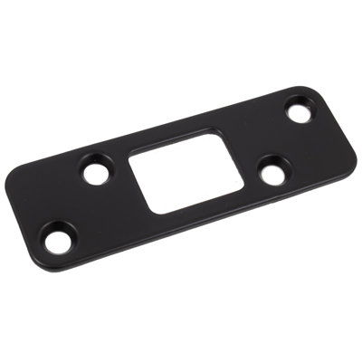 Round Corner Deadbolt Strike Plate With Screws, 1-1/4" X 3-5/8", 2-1/2" Center-To-Center, By Stone Harbor Hardware
