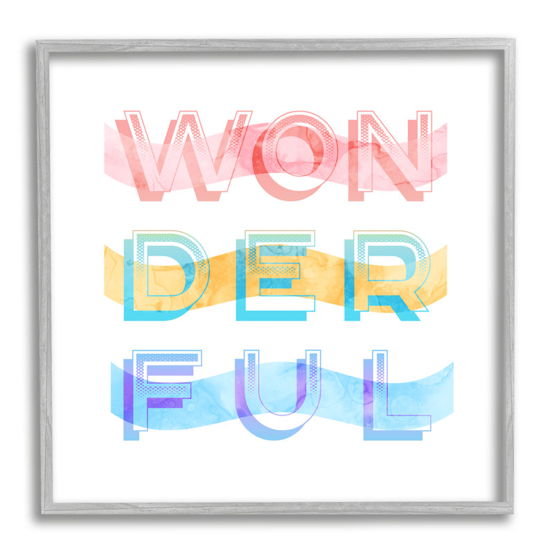 «Wonderful Stripes Text», estampe numérique texturée par Daphne Polselli, H 17 po x l 17 po x P 1,5 po