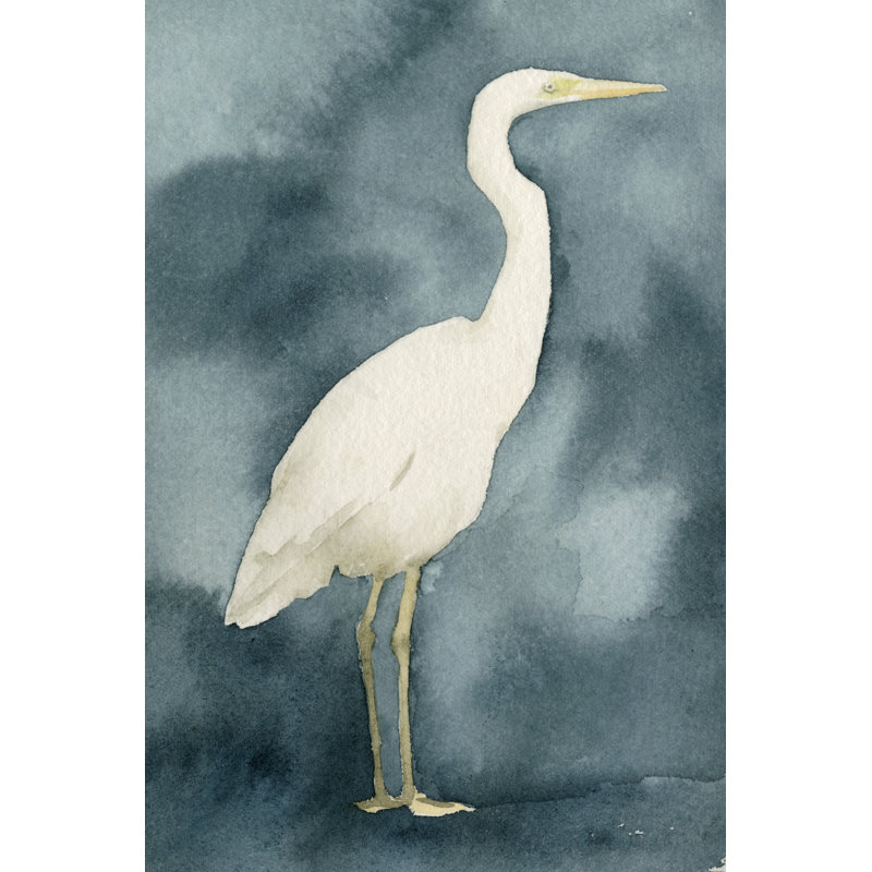 Simple Egret III by Emma Caroline - Painting on Canvas, 91cm H x 61cm W x 3.8cm D, Wrapped Canvas