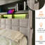 Lit avec rangement hydraulique, DEL, - Plateforme contemporaine à lumières DEL et look rétro-79257854-79257848