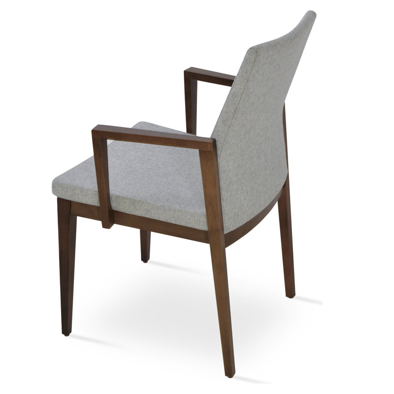 Fauteuil Pasha, Laine argentée, Noyer