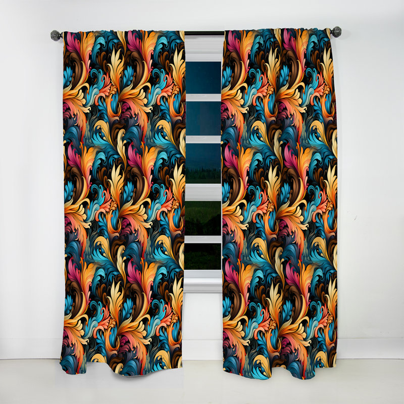 Retro Fusion Paisley Motif I - Rideau floral - Rideau floral obscurcissant - 1 panneau, L 52 po x L 90 po