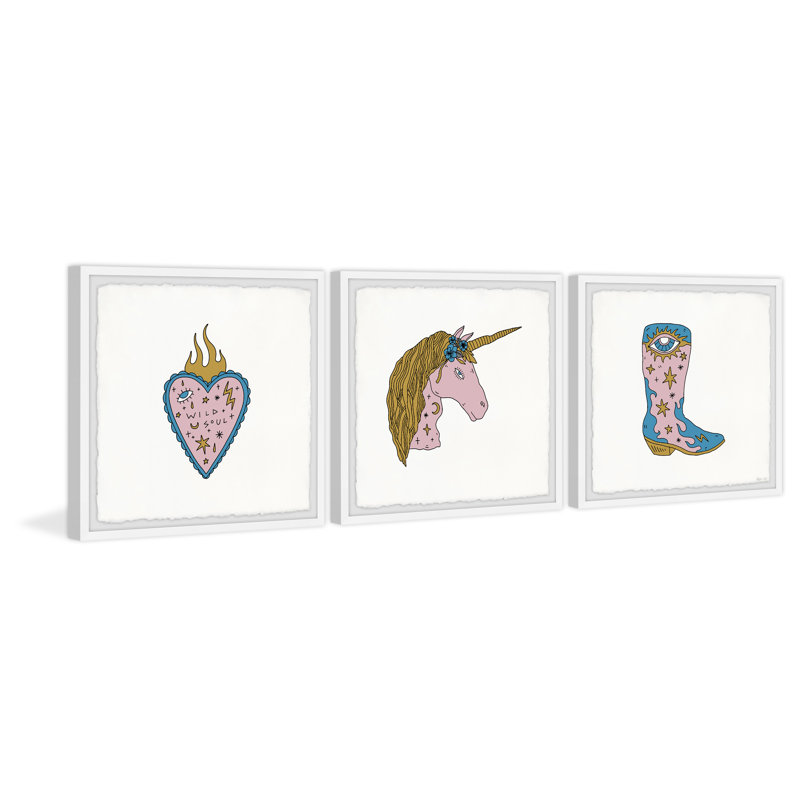 Mohsin Wild Soul And Free Spirit by Marmont Hill - 3 Piece Single Picture Frame Painting Set, 30''H x 30''W