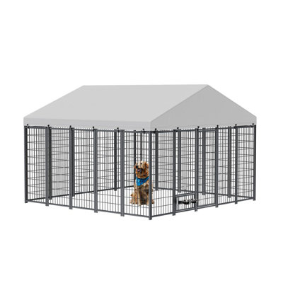 Outdoor Pet Pens, Large Dog Kennel with Roof Cover