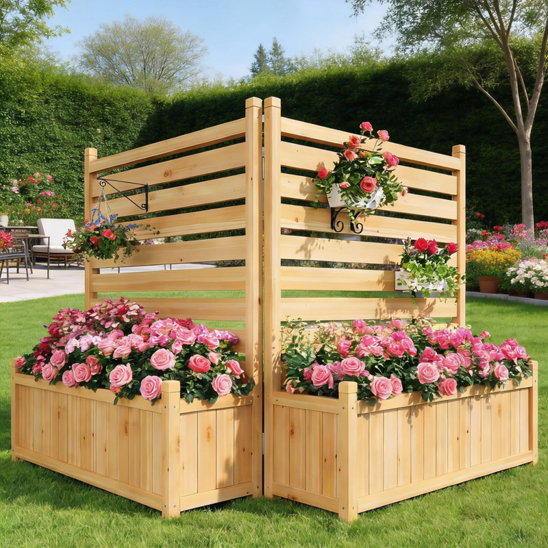 Panneaux de clôture d'intimité pour l'extérieur, avec bac à fleurs