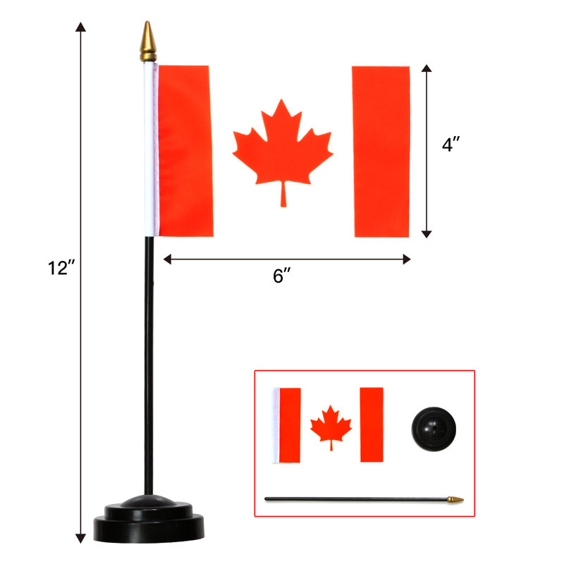 Canada Deluxe Desk Flag Set  Polyester 4 x 6 in. Flag Set