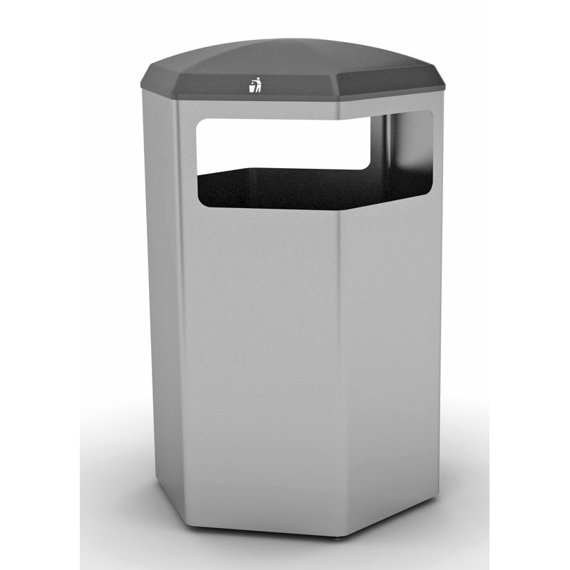 Bac de recyclage HexBin avec ouverture latérale, Métal aluminium, 32 gallons