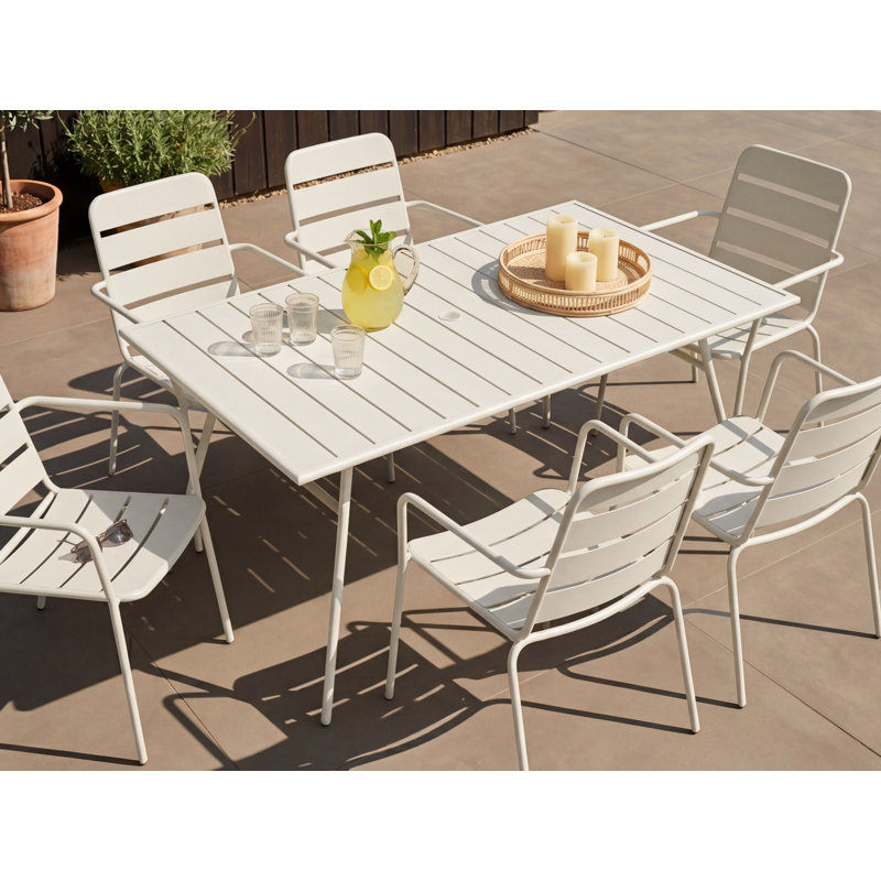Caycee Outdoor Patio Dining Armchair, Beige