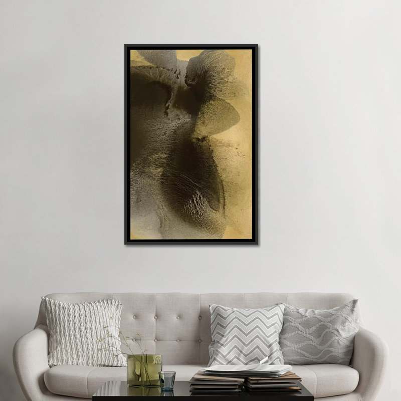 «Circulation Gold III», reproduction sur toile, H 26 po x l 18 po x P 1,5 po, Toile avec cadre flottant noir, Pas de tapis