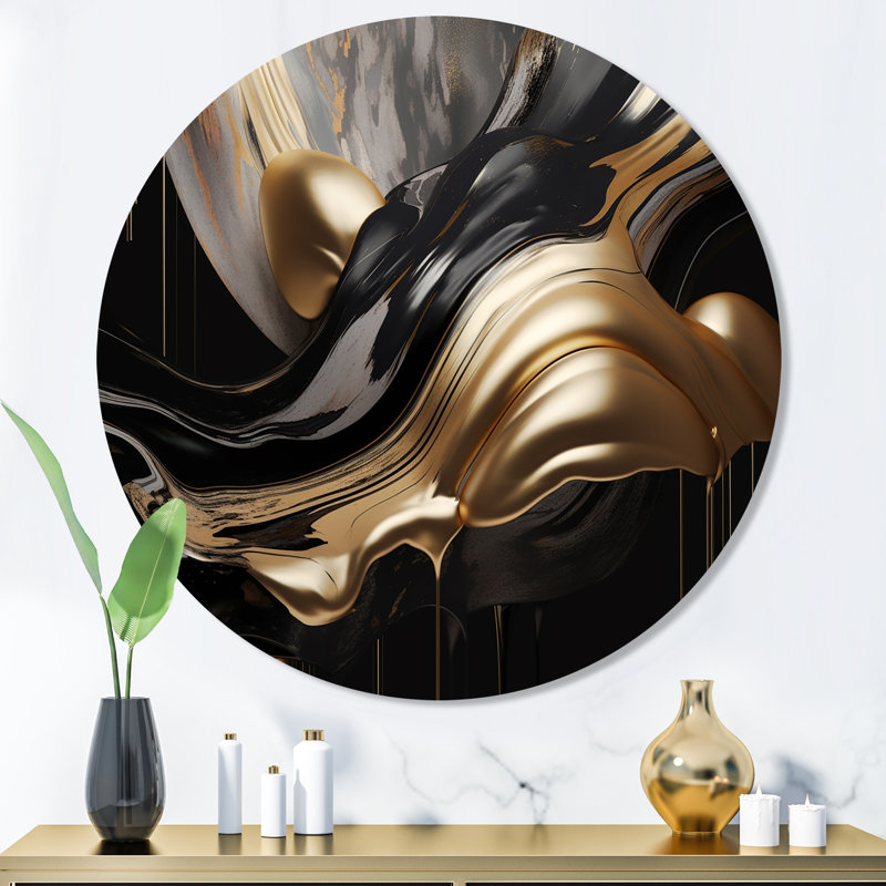 Captivating Marble II - Abstract Wall Decor on Metal, Gold, 36" W x 36" H