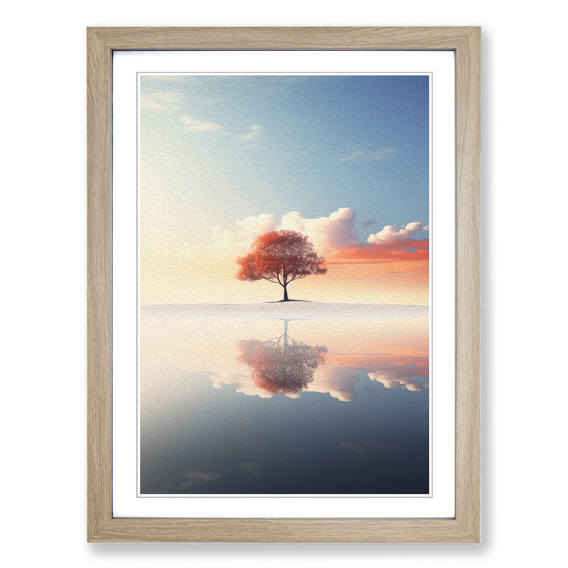 Landscape Minimalism Art - Framed Print, Oak Framed, 34cm H x 25cm W