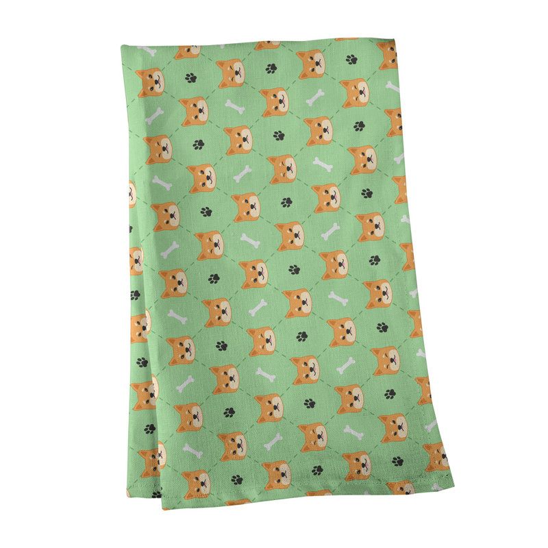 Serviette à thé à motif shiba shiba, Sergé de coton