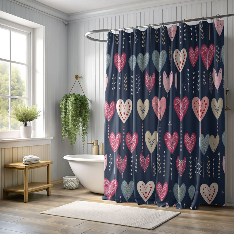 Aimer Motifs - Rideau de douche Premium, H 74 po x l 71 po