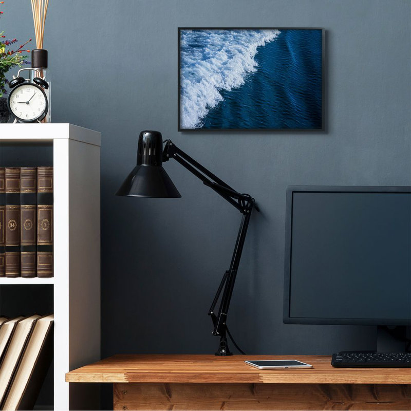 «Blue Ocean Wave Crash», impression, H 16 po x l 20 po x P 1,5 po, Giclée encadrée noir minuit
