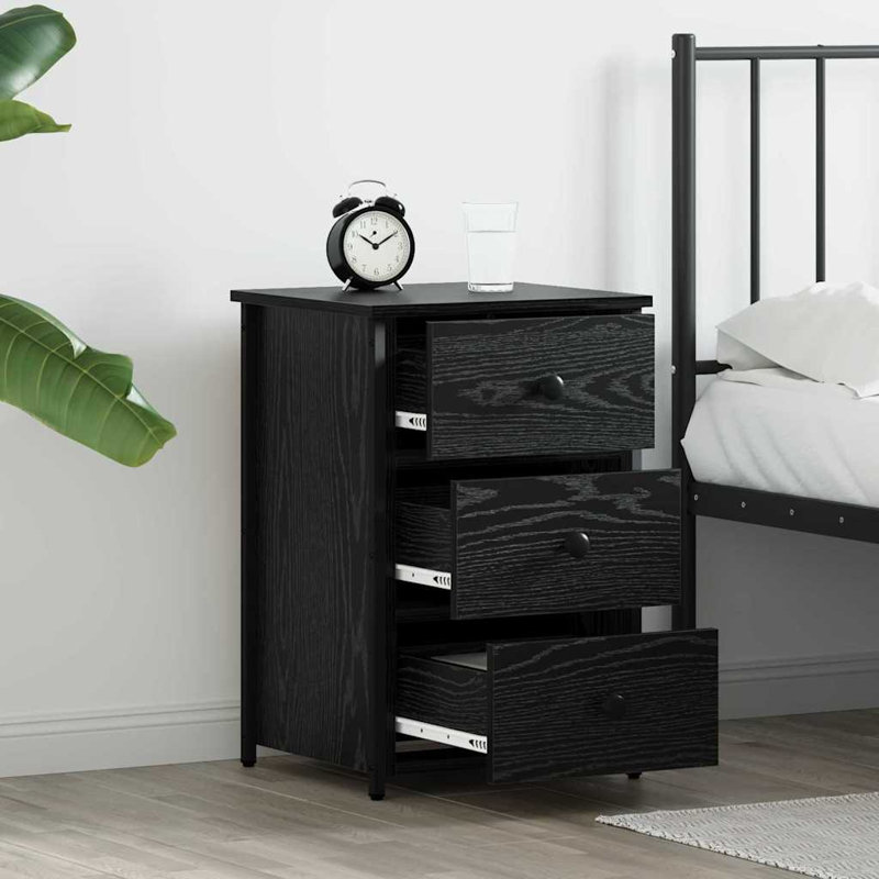 Bedside Cabinet With Drawer 40 X 36 X 60 Cm, Black Oak