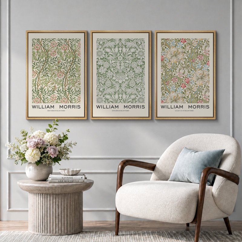 «Classical Artwork», œuvre d'art du musée William Morris, photos murales botaniques florales classiques, impression sur toile, 3 pièces